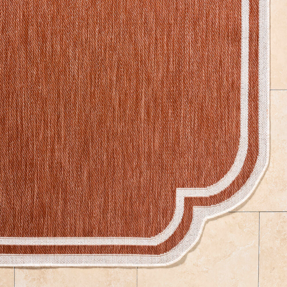 Miami Beach Burnt Orange/Cream Machine Woven Rug MBH-2313 - overhead