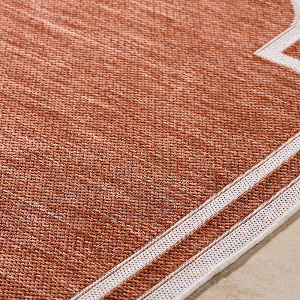 Miami Beach Burnt Orange/Cream Machine Woven Rug MBH-2313 - texture