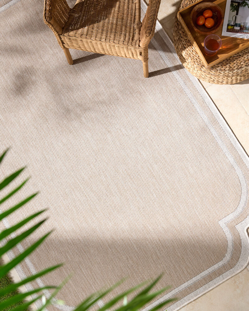 Miami Beach Cream/Tan Machine Woven Rug MBH-2314 - roomscene