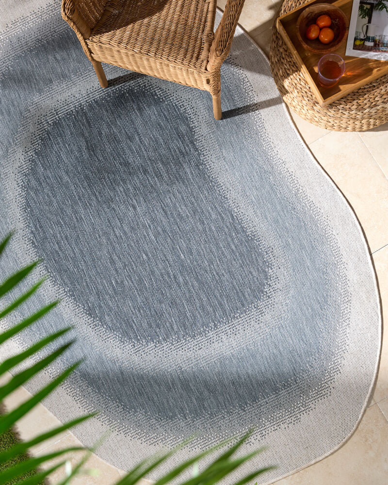 Miami Beach Blue/Dark Blue Machine Woven Rug - roomscene