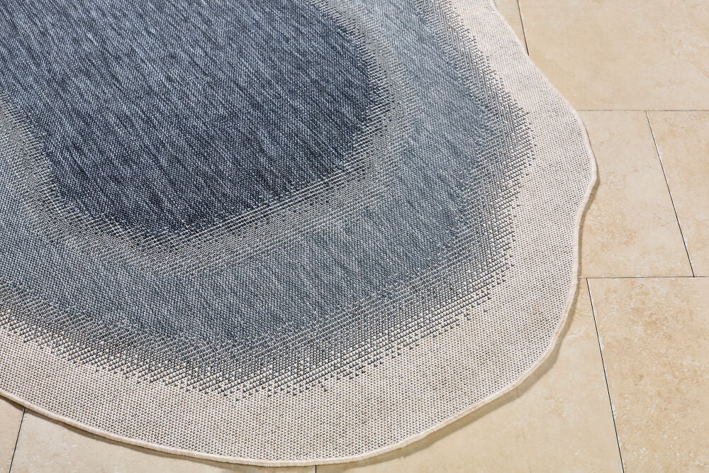 Miami Beach Blue/Dark Blue Machine Woven Rug - corner