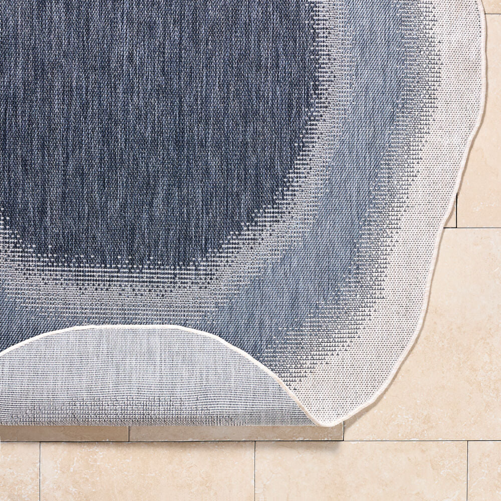 Miami Beach Blue/Dark Blue Machine Woven Rug - fold