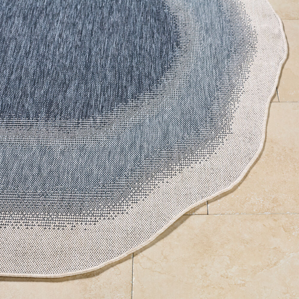 Miami Beach Blue/Dark Blue Machine Woven Rug - front