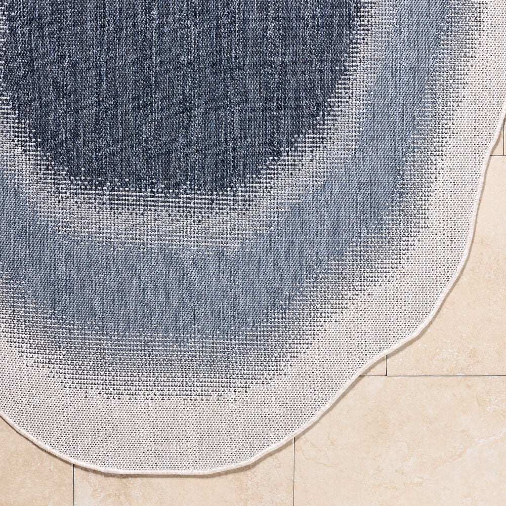 Miami Beach Blue/Dark Blue Machine Woven Rug - overhead