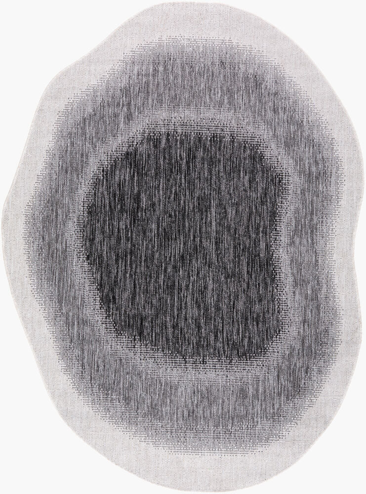 Miami Beach Black/Cream Machine Woven Rug MBH-2316 - 5'3" x 7'