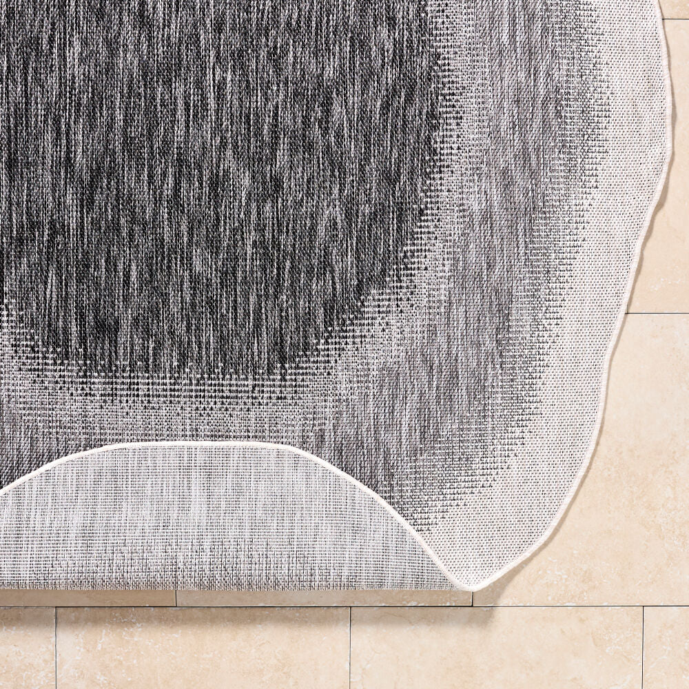 Miami Beach Black/Cream Machine Woven Rug MBH-2316 - fold