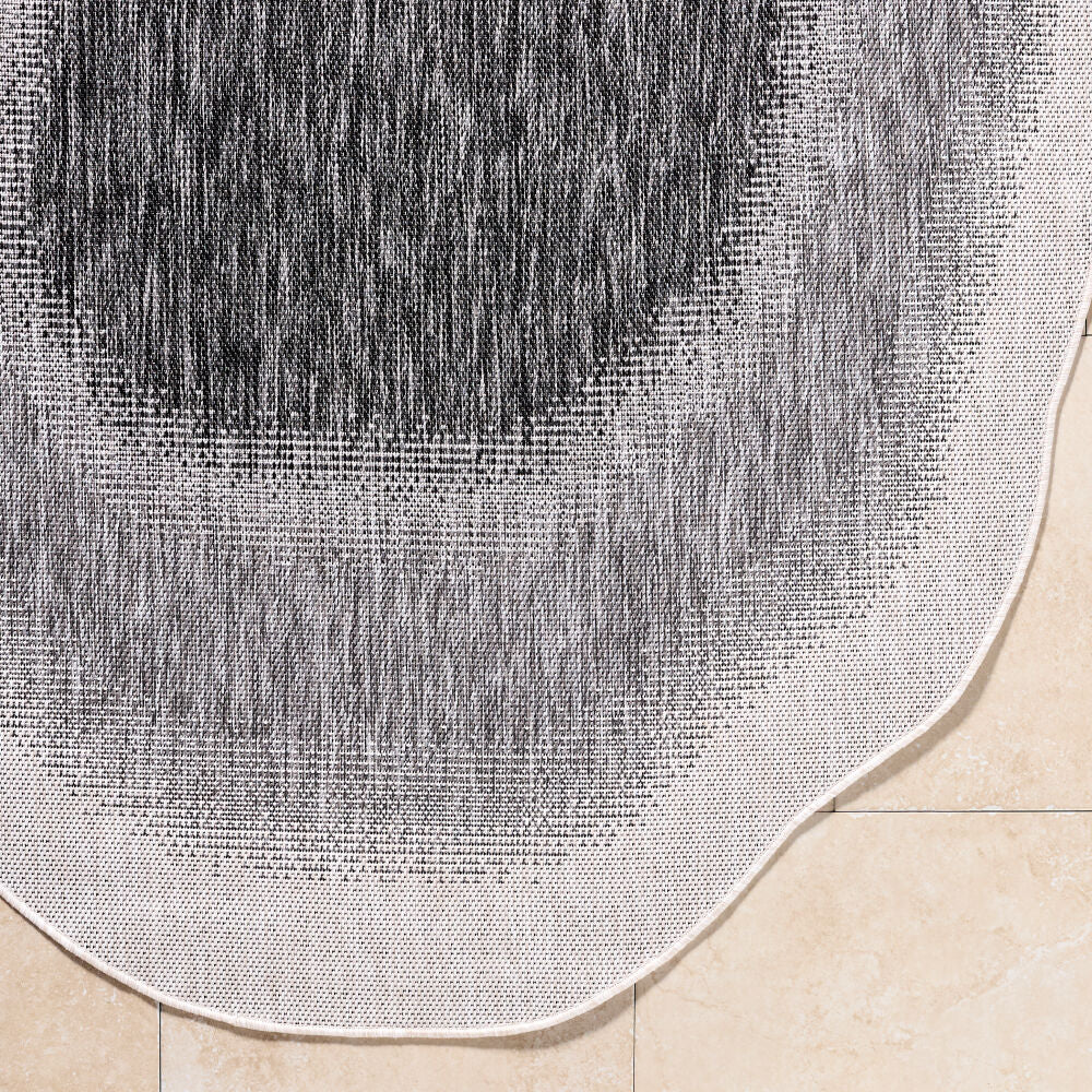 Miami Beach Black/Cream Machine Woven Rug MBH-2316 - overhead