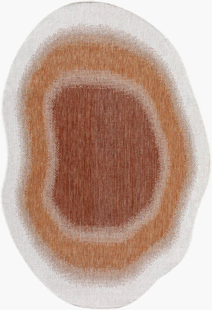 Miami Beach Burnt Orange/Rust Machine Woven Rug - 5'3" x 7'