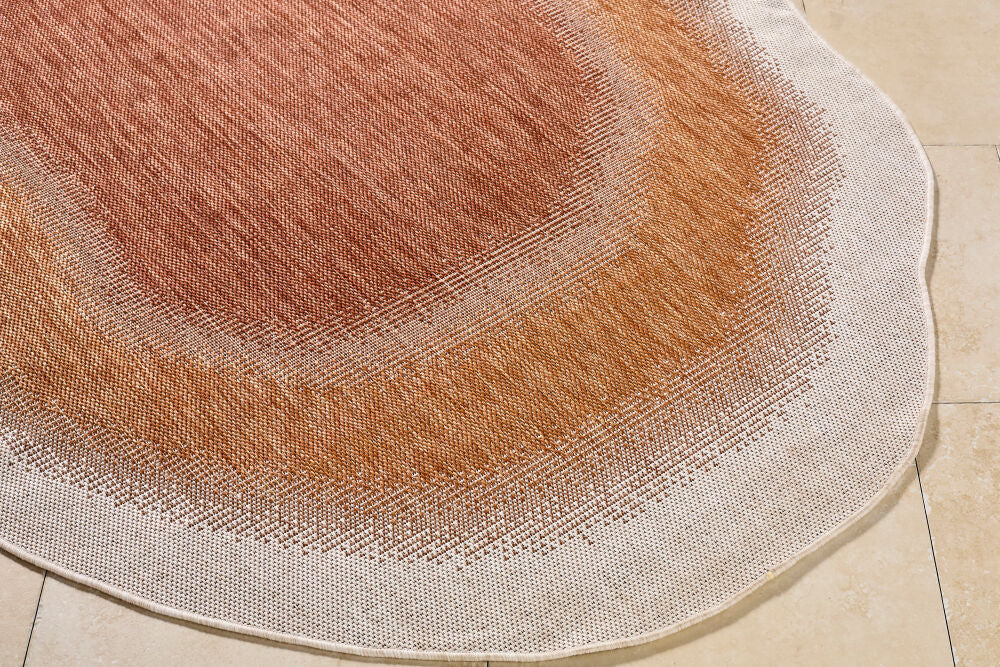 Miami Beach Burnt Orange/Rust Machine Woven Rug - corner