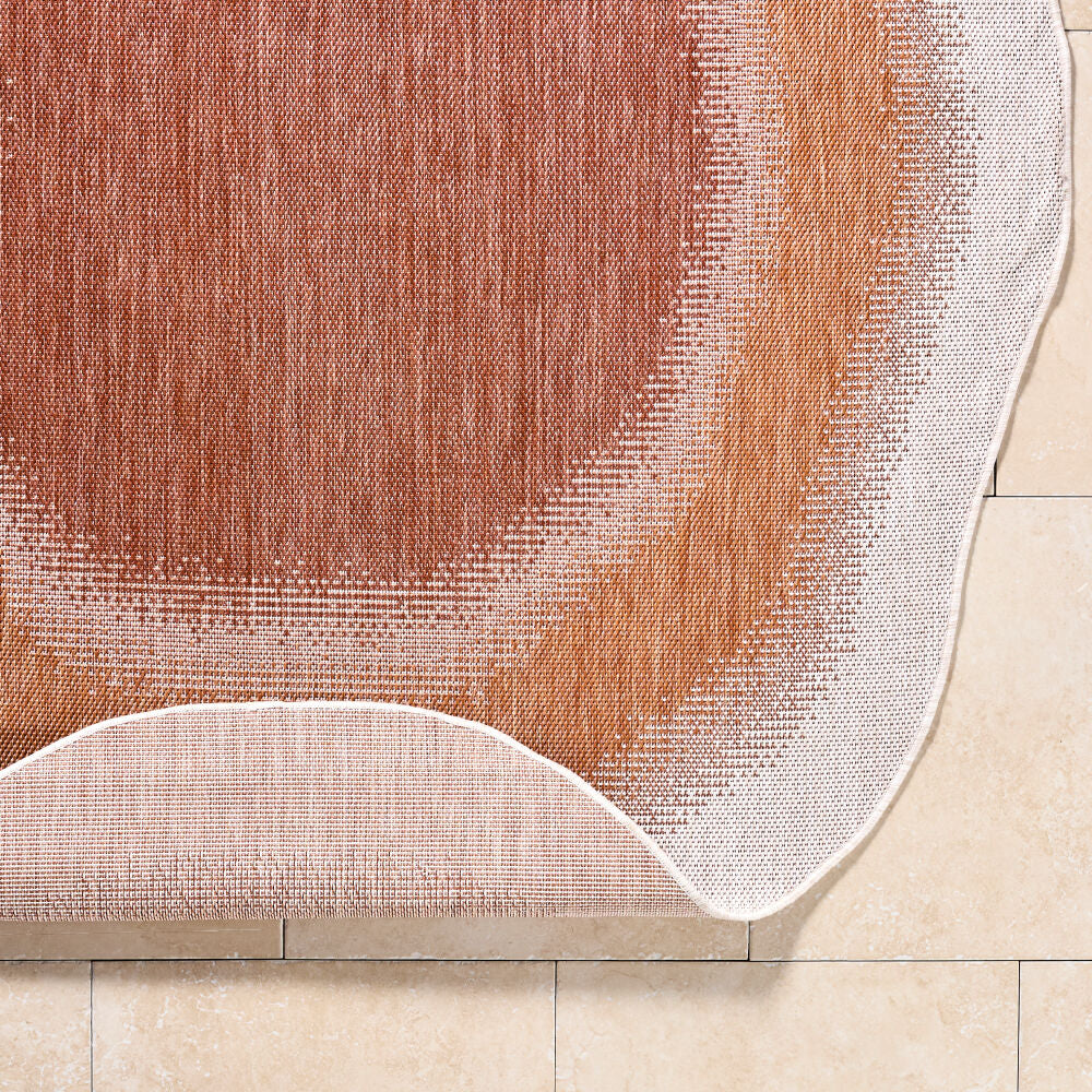 Miami Beach Burnt Orange/Rust Machine Woven Rug - fold