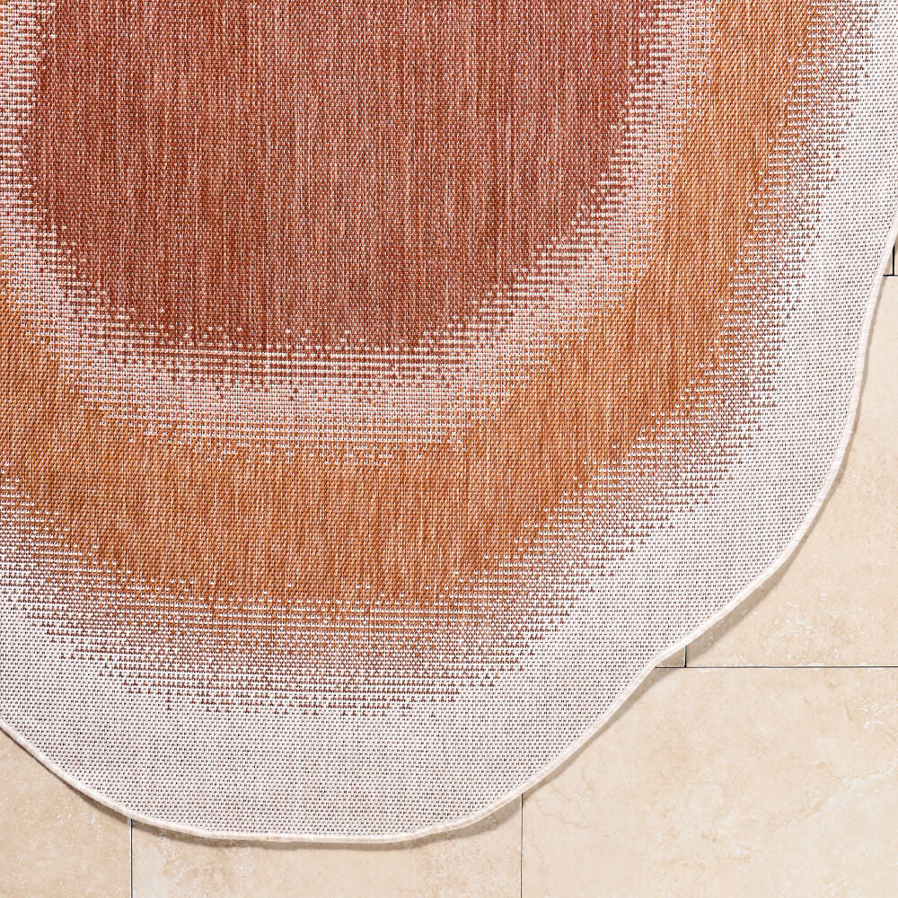 Miami Beach Burnt Orange/Rust Machine Woven Rug - overhead