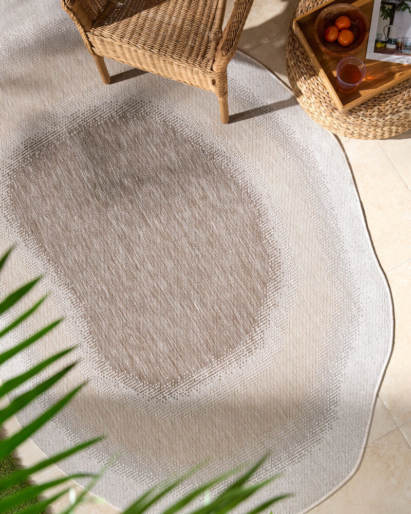Miami Beach Cream/Tan Machine Woven Rug MBH-2318 - roomscene