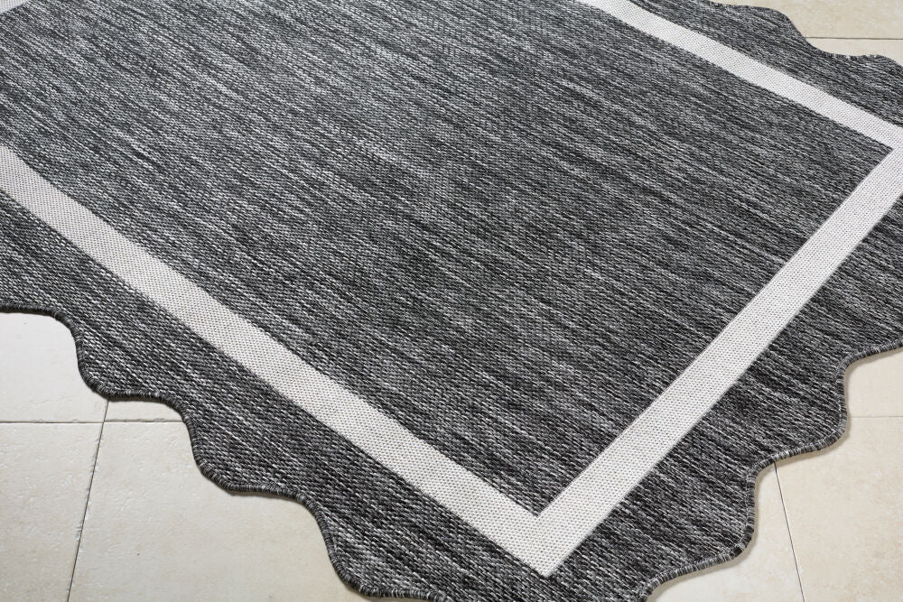 Miami Beach Black/Cream Machine Woven Rug MBH-2319 - corner