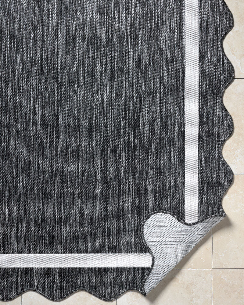 Miami Beach Black/Cream Machine Woven Rug MBH-2319 - fold