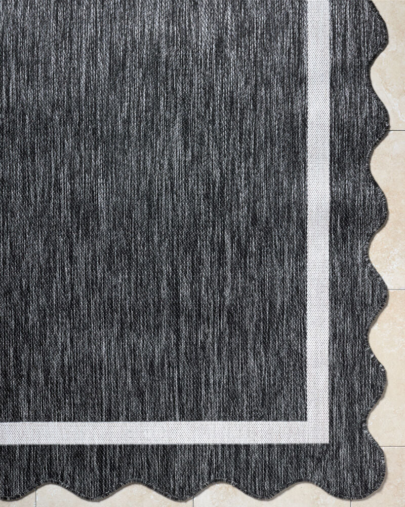 Miami Beach Black/Cream Machine Woven Rug MBH-2319 - overhead