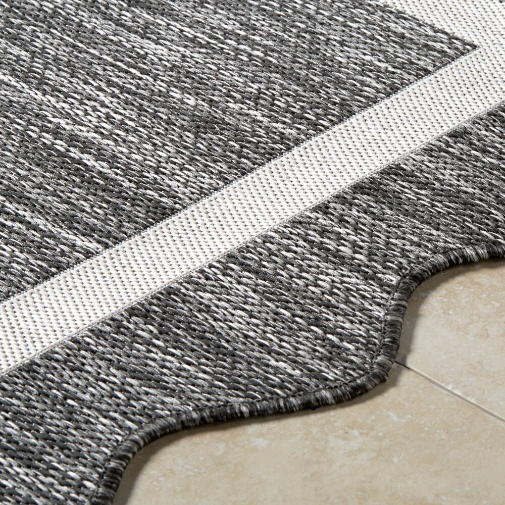 Miami Beach Black/Cream Machine Woven Rug MBH-2319 - texture
