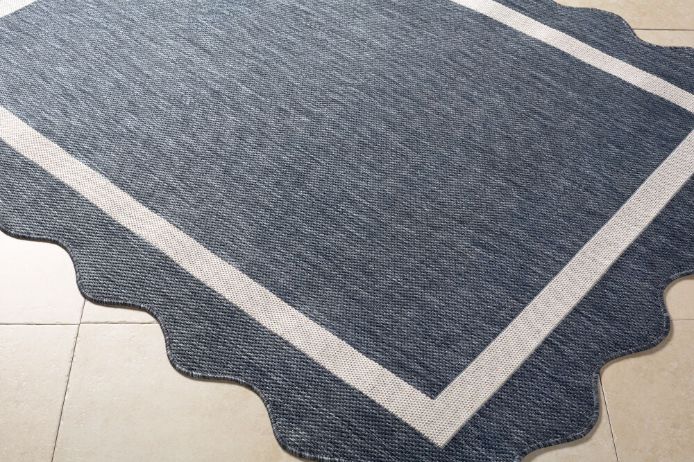 Miami Beach Cream/Dark Blue Machine Woven Rug MBH-2320 - corner