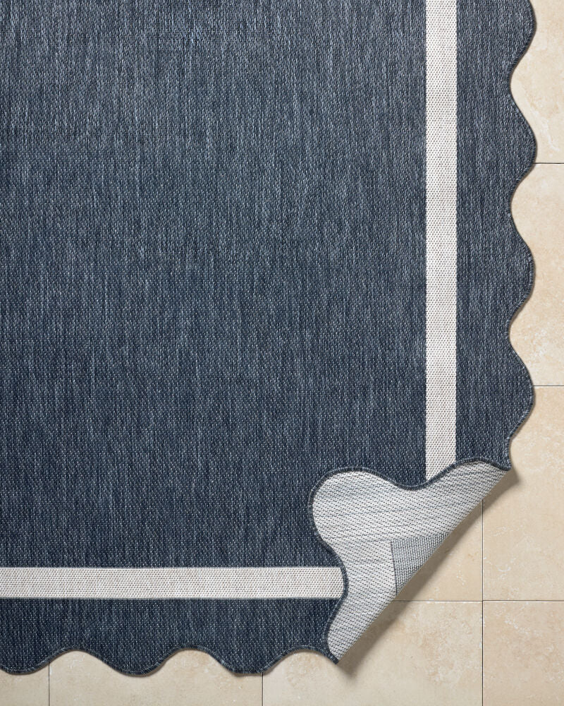 Miami Beach Cream/Dark Blue Machine Woven Rug MBH-2320 - fold