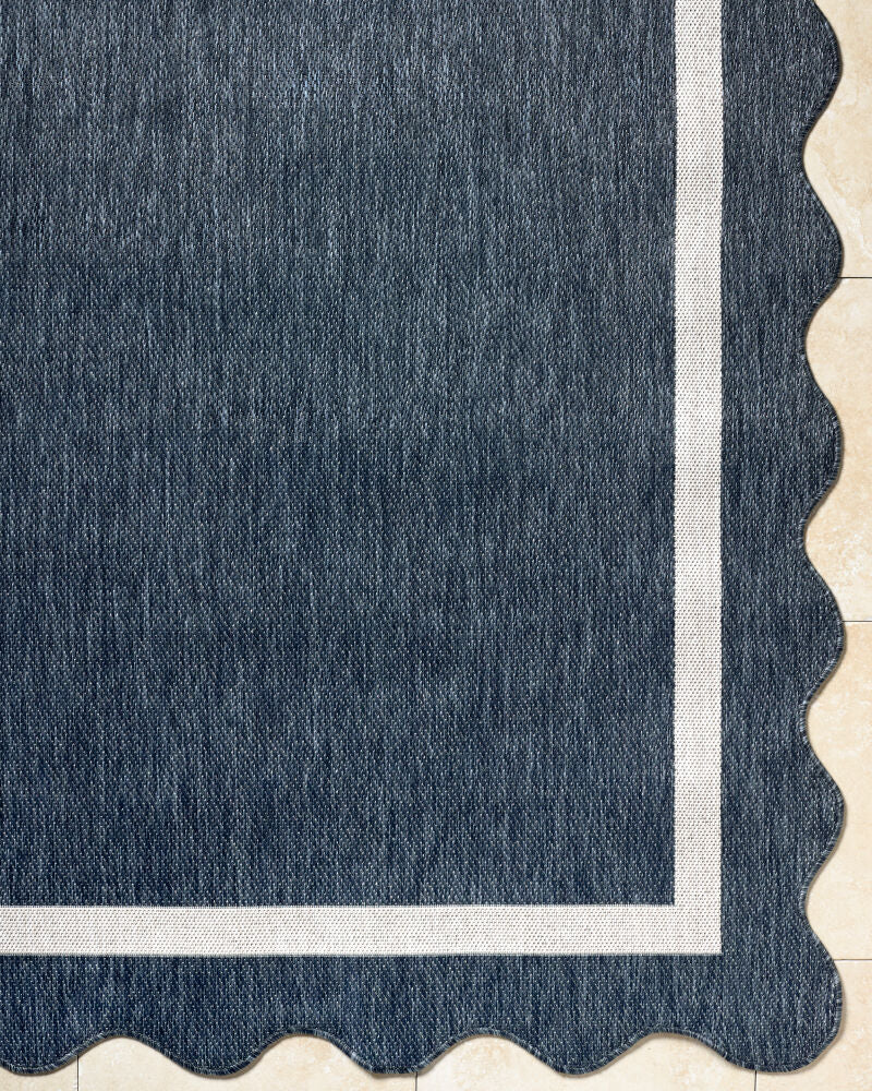 Miami Beach Cream/Dark Blue Machine Woven Rug MBH-2320 - overhead
