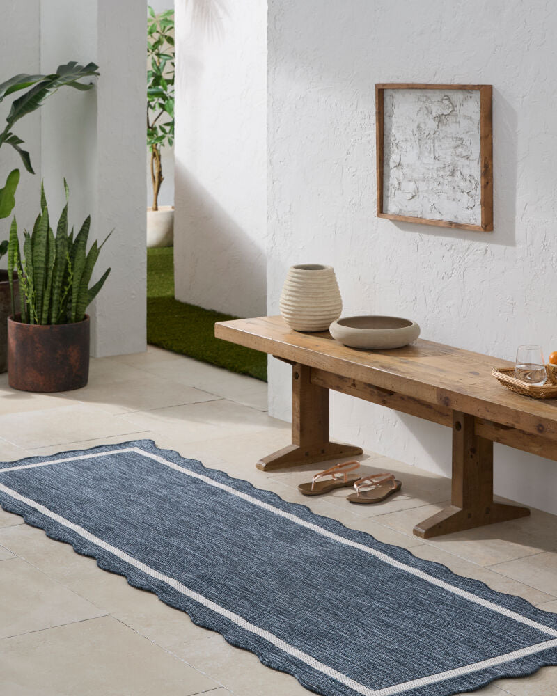 Miami Beach Cream/Dark Blue Machine Woven Rug MBH-2320 - roomscene