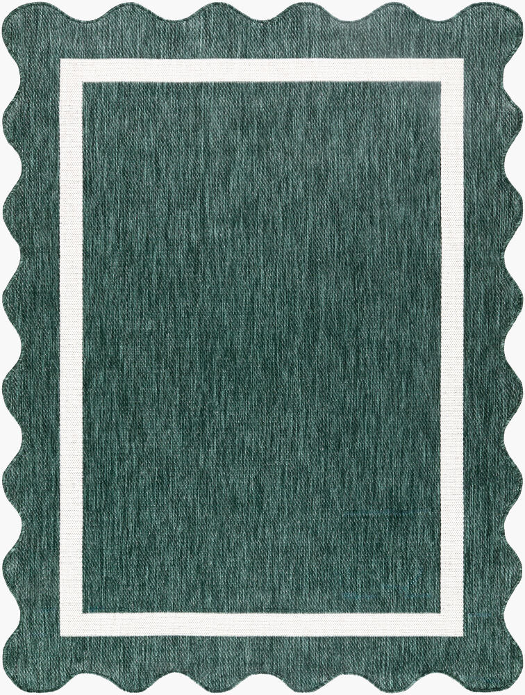 Miami Beach Cream/Dark Green Machine Woven Rug - 2'4" x 3'9"
