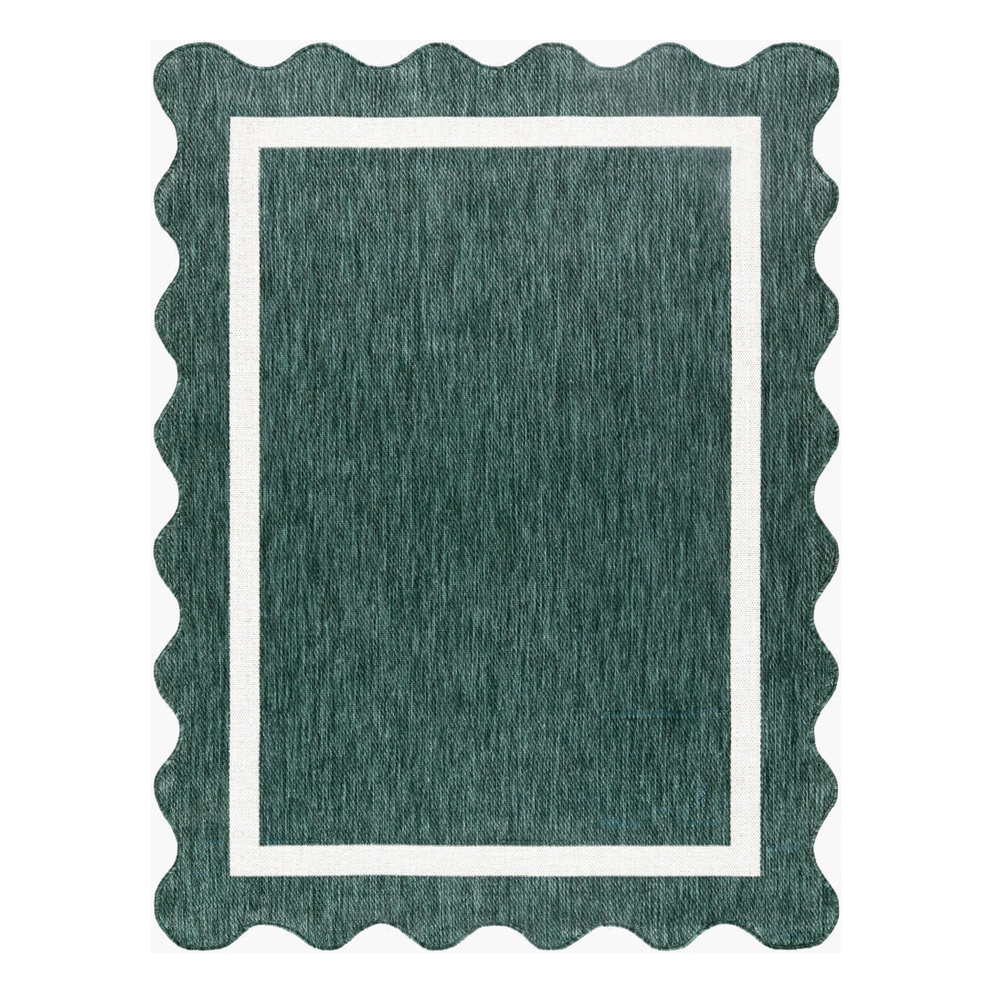 Miami Beach Cream/Dark Green Machine Woven Rug - 2'4" x 3'9"