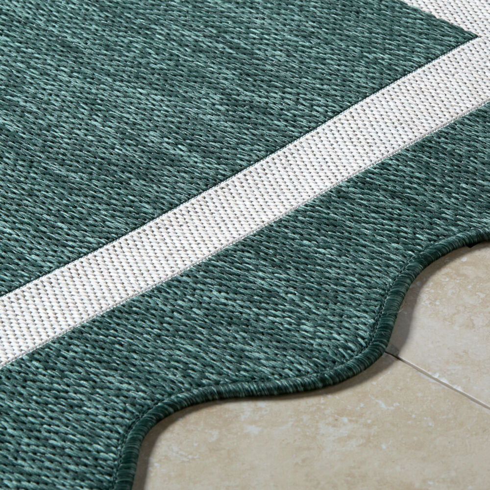 Miami Beach Cream/Dark Green Machine Woven Rug - texture
