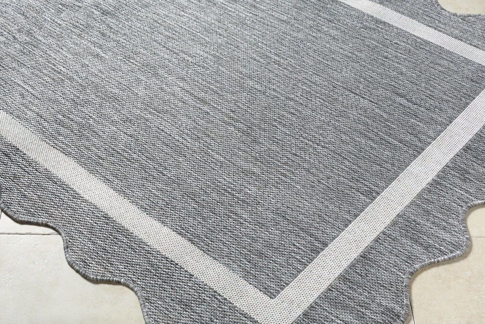 Miami Beach Charcoal/Cream Machine Woven Rug MBH-2322 - corner