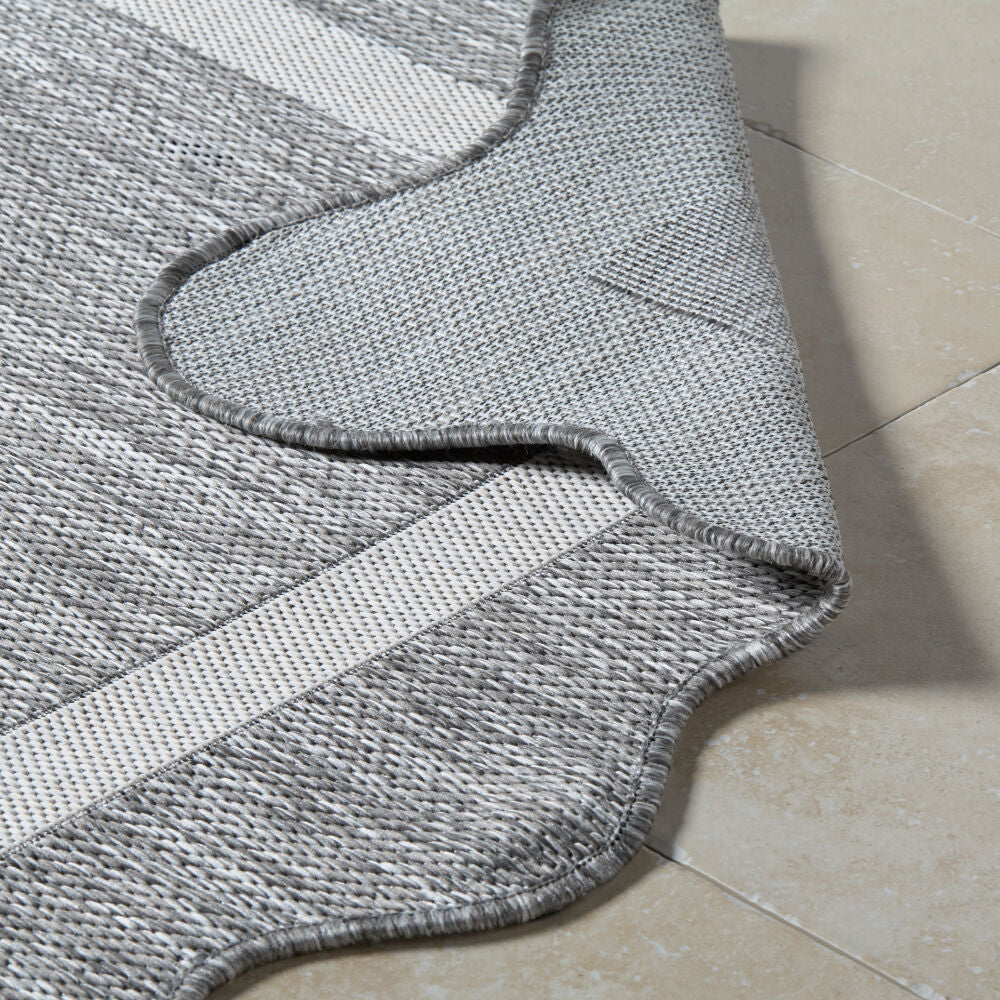 Miami Beach Charcoal/Cream Machine Woven Rug MBH-2322 - fold