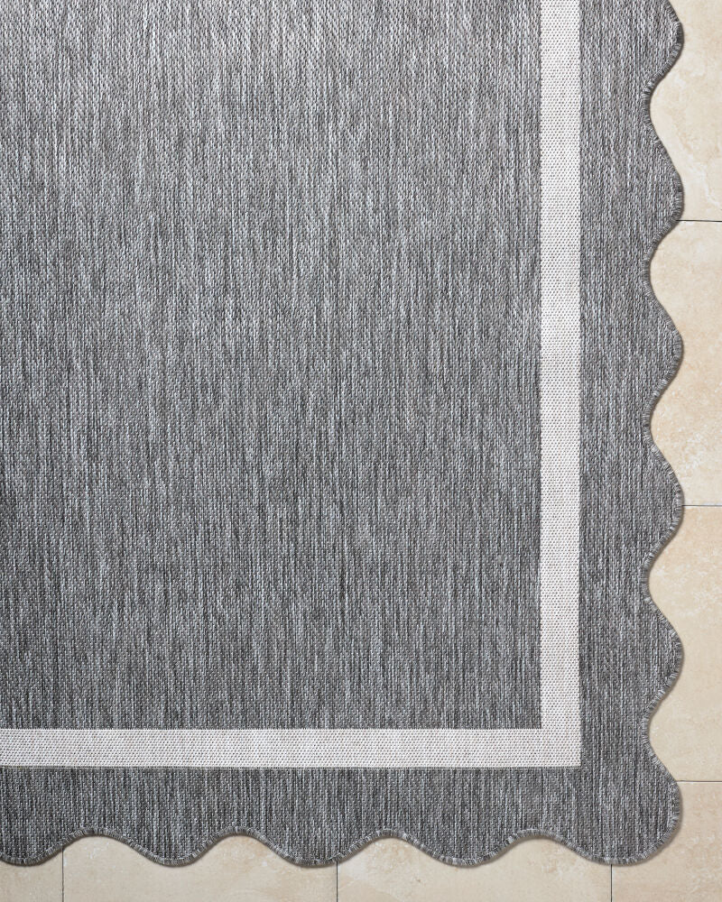 Miami Beach Charcoal/Cream Machine Woven Rug MBH-2322 - overhead