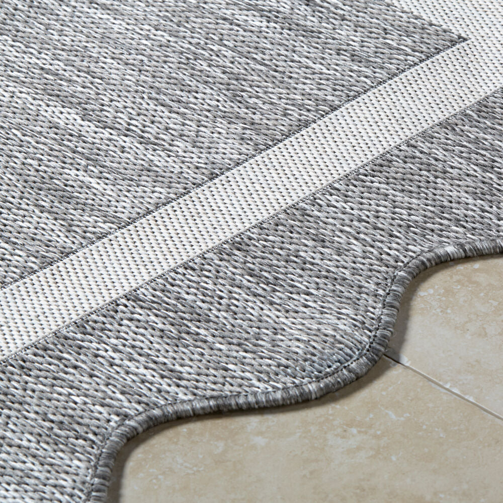 Miami Beach Charcoal/Cream Machine Woven Rug MBH-2322 - texture