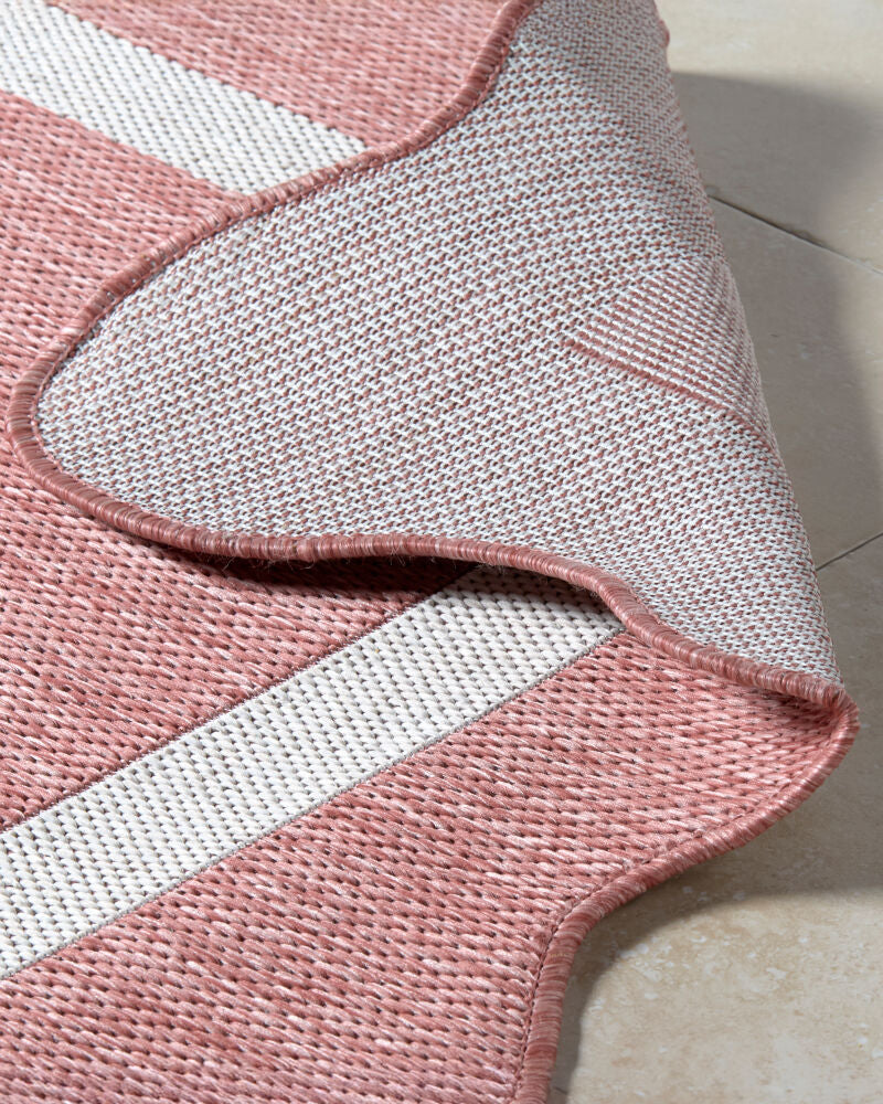 Miami Beach Cream/Rose Machine Woven Rug - fold