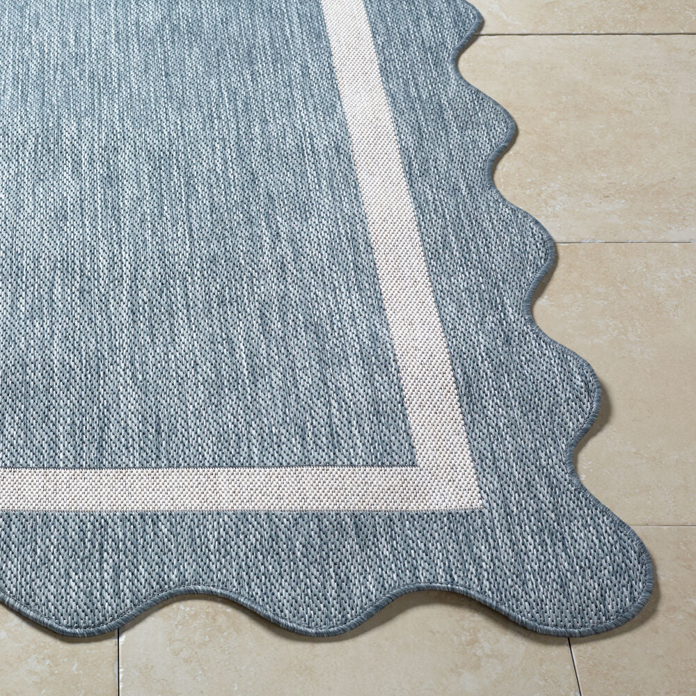 Miami Beach Blue/Cream Machine Woven Rug MBH-2325 - front