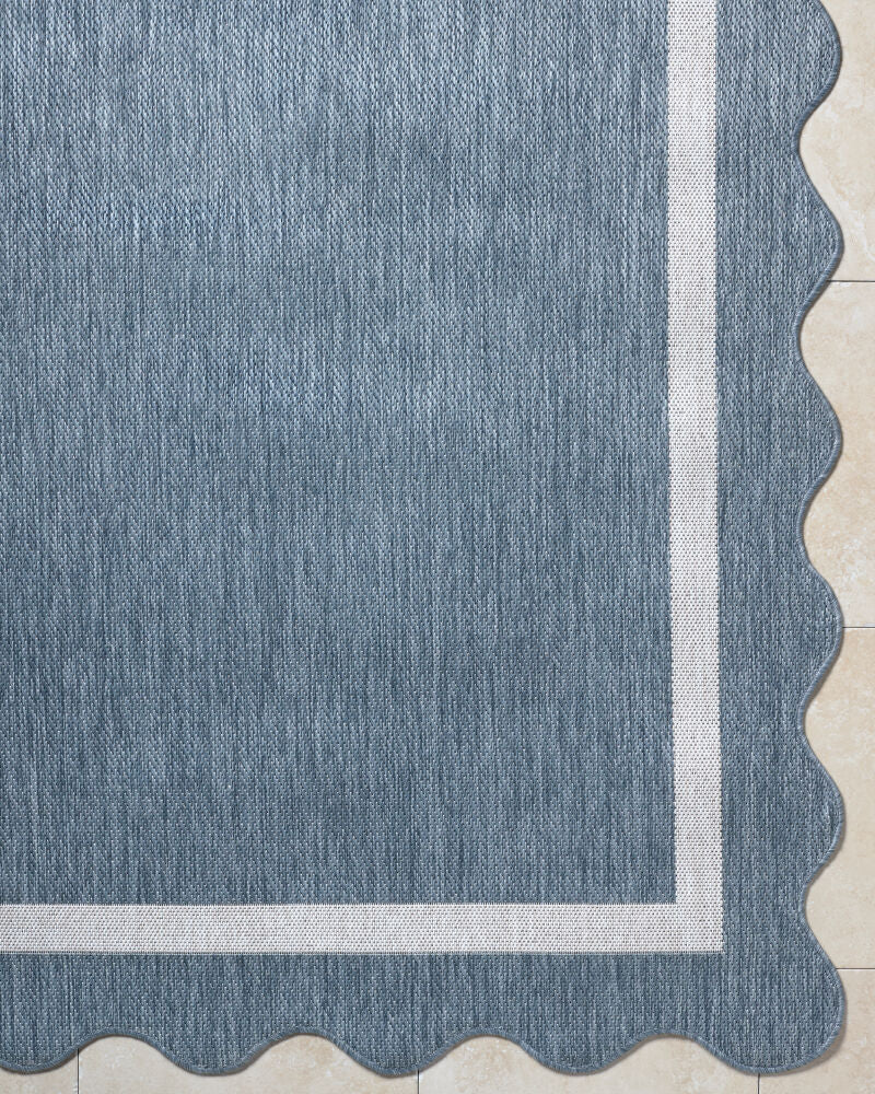 Miami Beach Blue/Cream Machine Woven Rug MBH-2325 - overhead