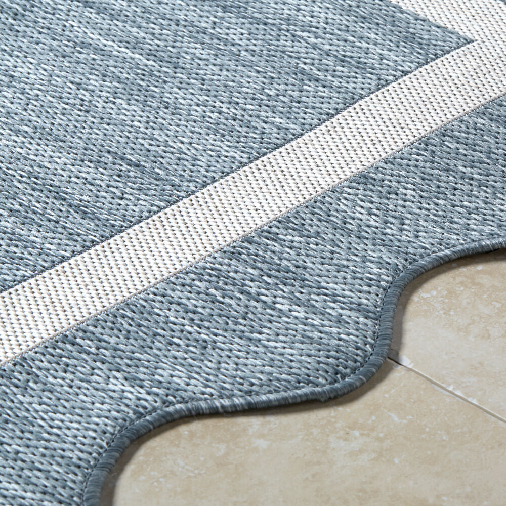 Miami Beach Blue/Cream Machine Woven Rug MBH-2325 - texture