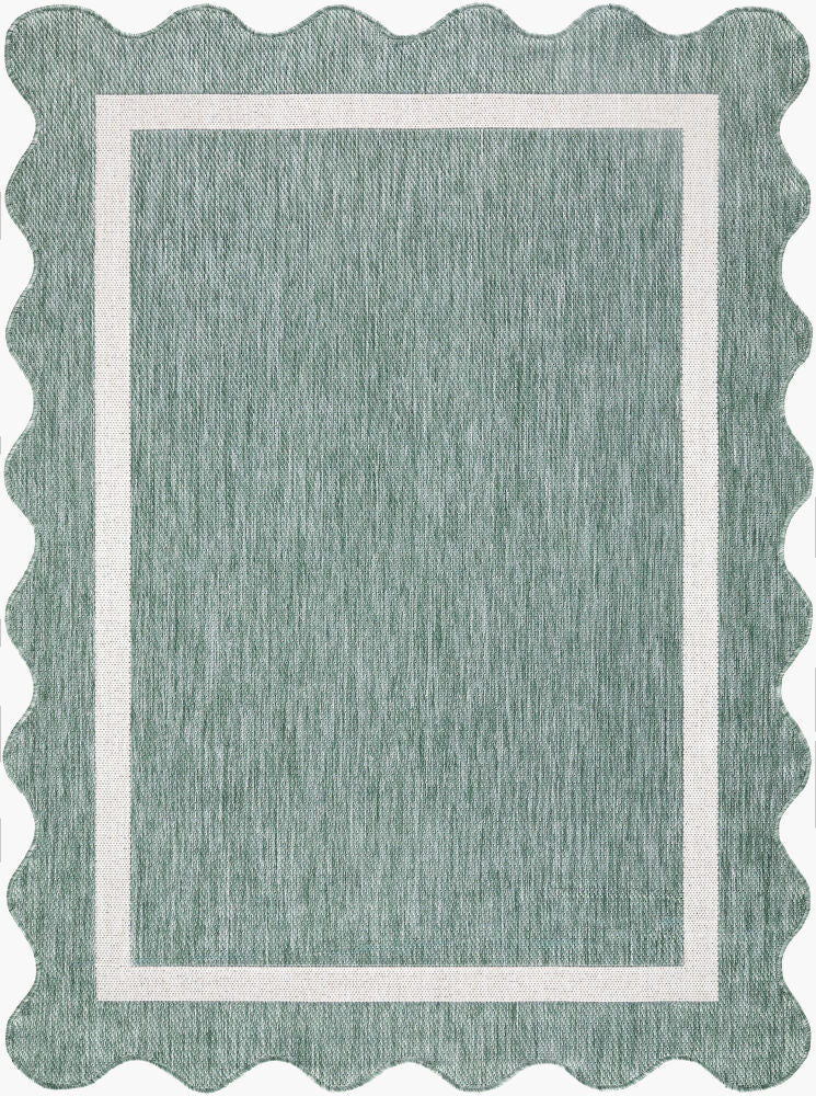 Miami Beach Cream/Medium Green Machine Woven Rug MBH-2326 - 2'4" x 3'9"