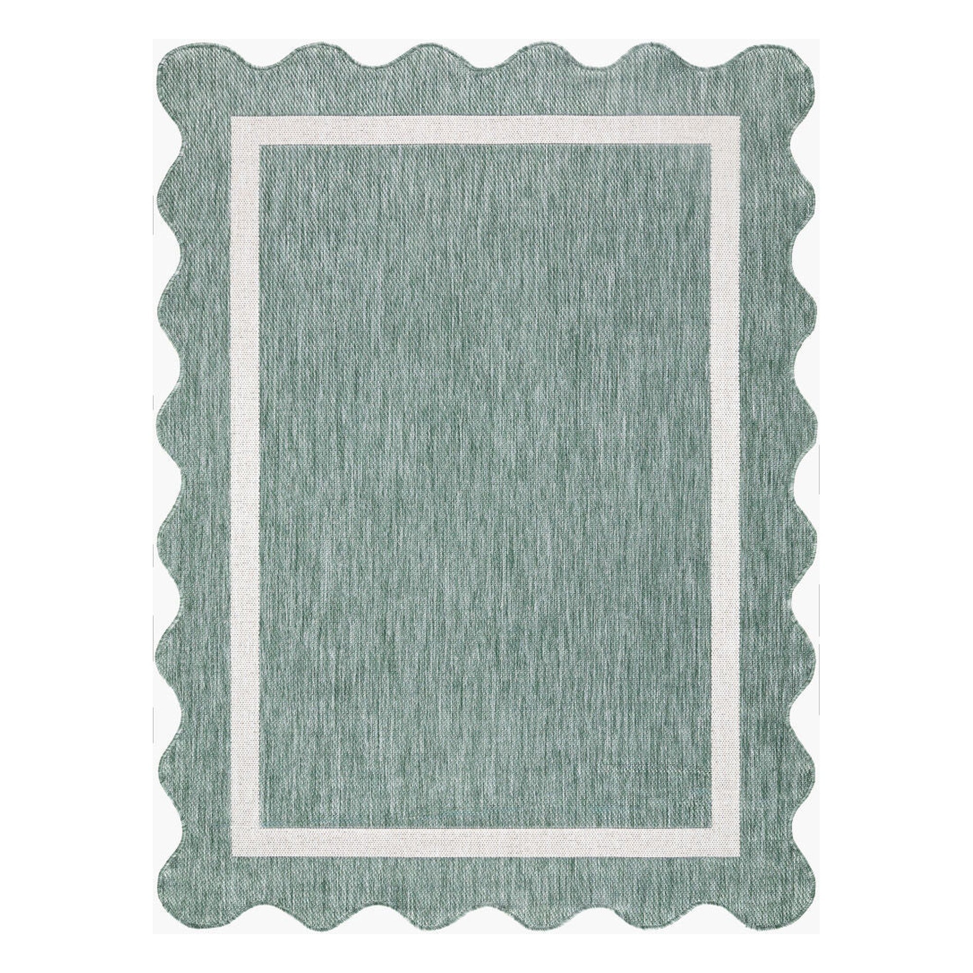 Miami Beach Cream/Medium Green Machine Woven Rug MBH-2326 - 2'4" x 3'9"