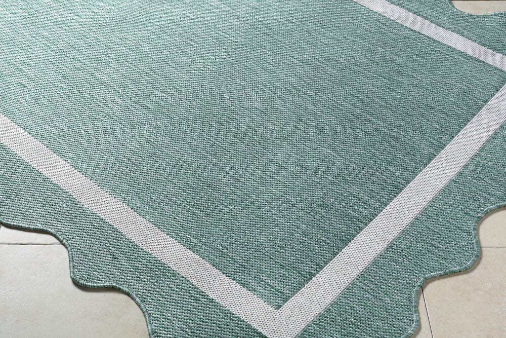 Miami Beach Cream/Medium Green Machine Woven Rug MBH-2326 - corner