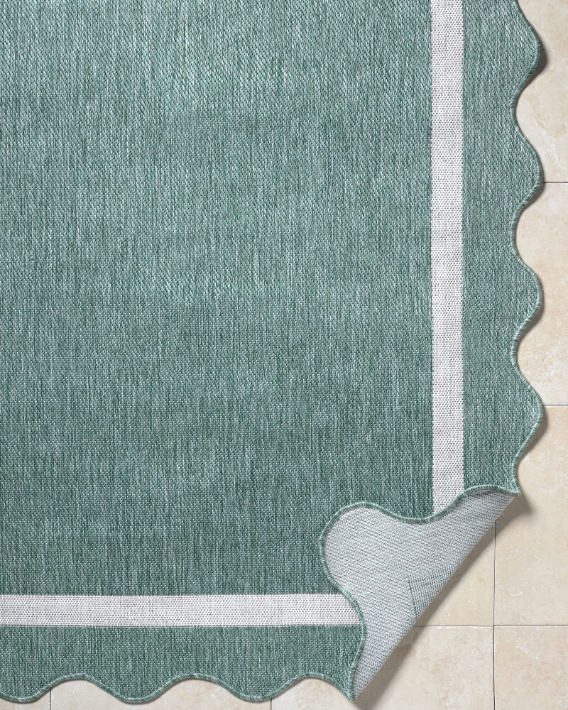Miami Beach Cream/Medium Green Machine Woven Rug MBH-2326 - fold