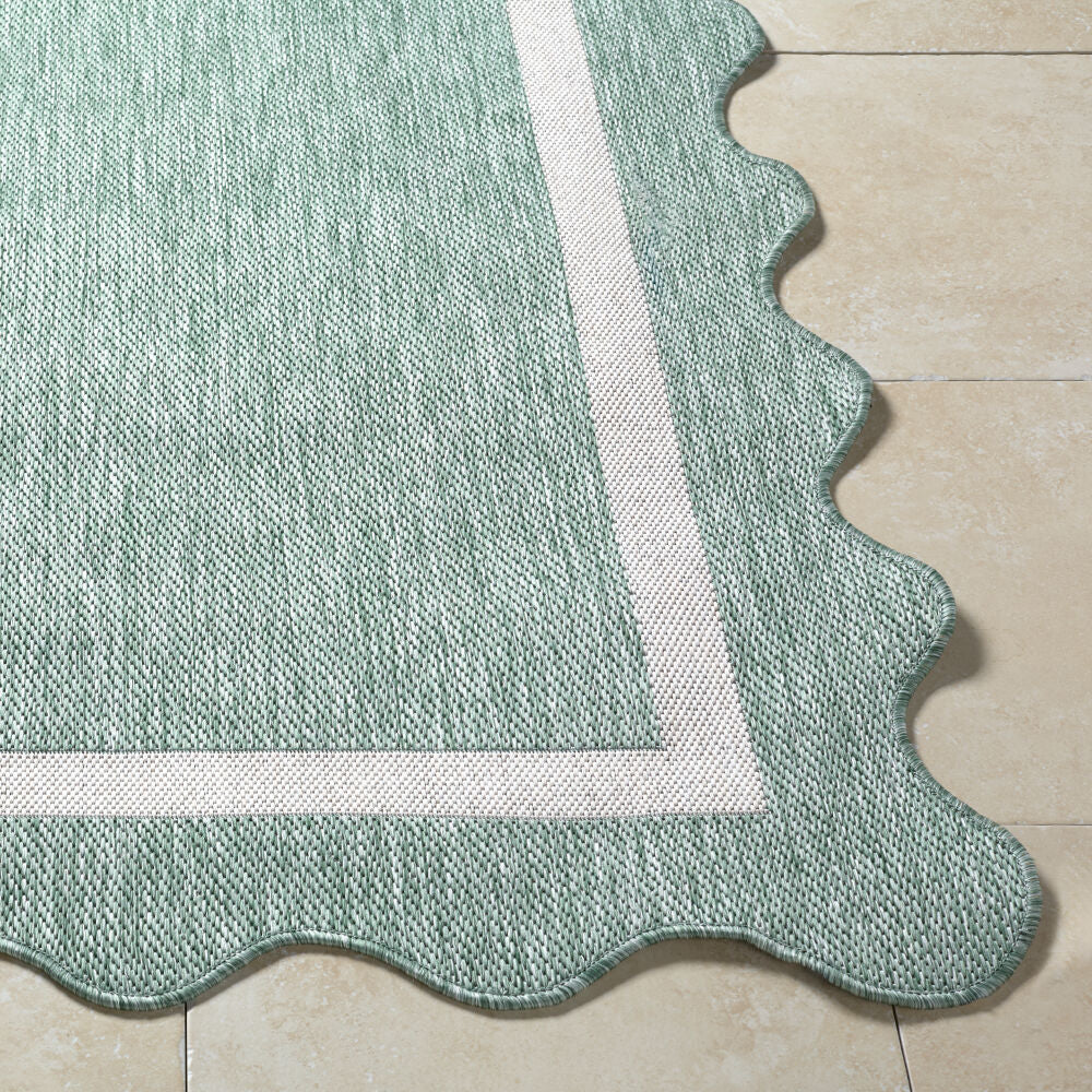 Miami Beach Cream/Medium Green Machine Woven Rug MBH-2326 - front