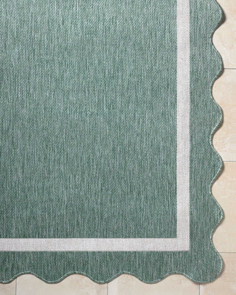 Miami Beach Cream/Medium Green Machine Woven Rug MBH-2326 - overhead