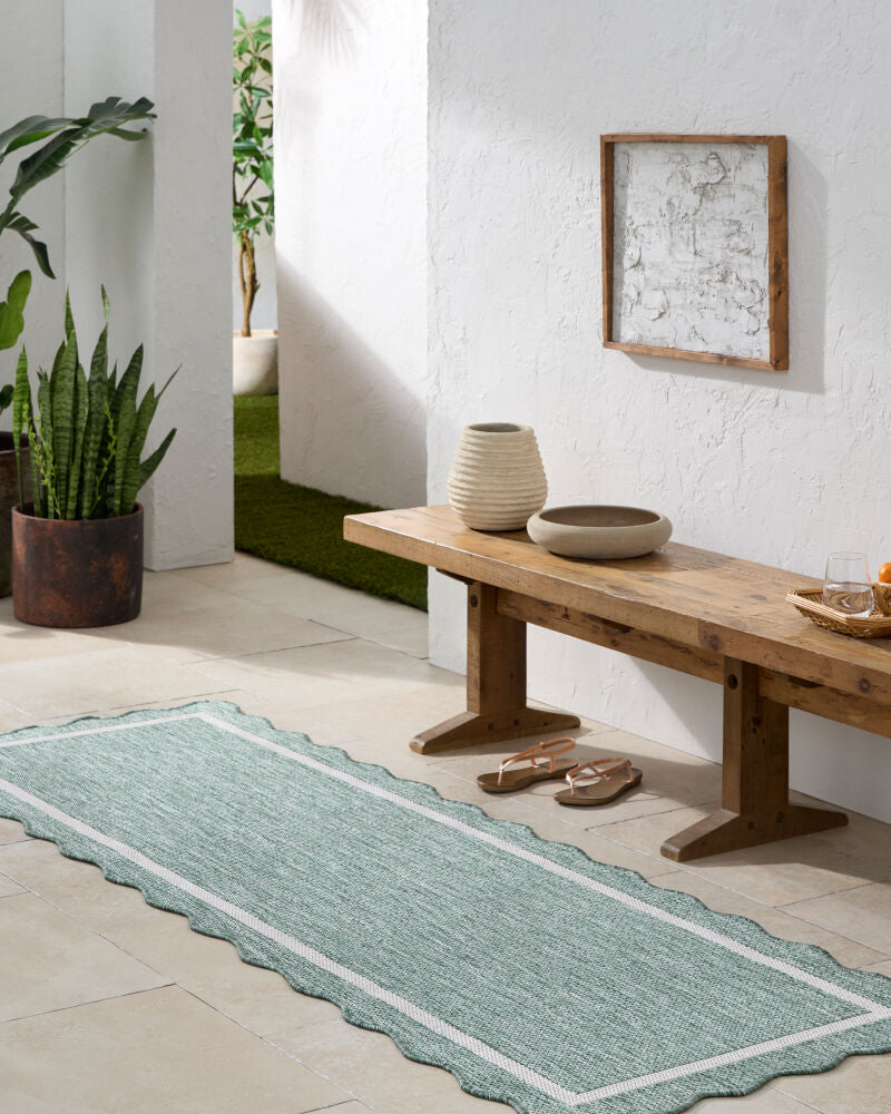Miami Beach Cream/Medium Green Machine Woven Rug MBH-2326 - styleshot