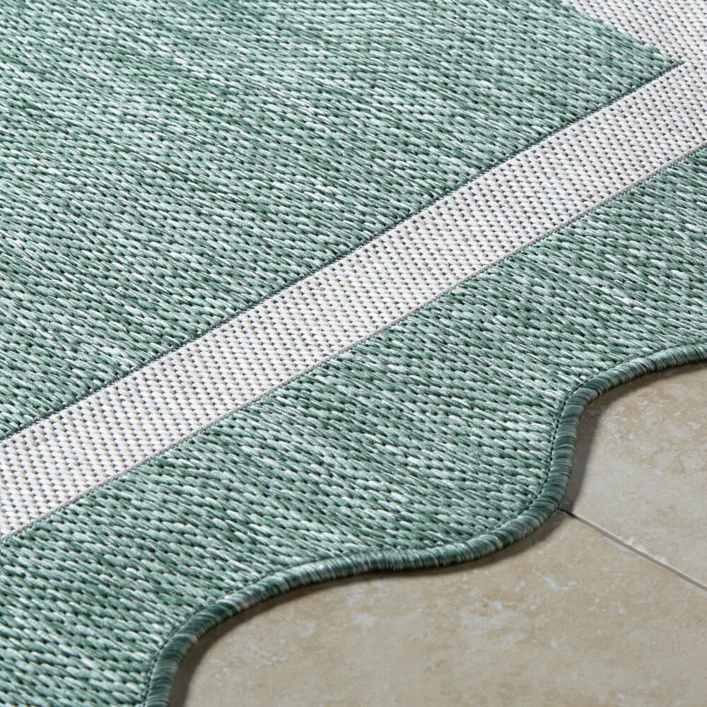 Miami Beach Cream/Medium Green Machine Woven Rug MBH-2326 - texture