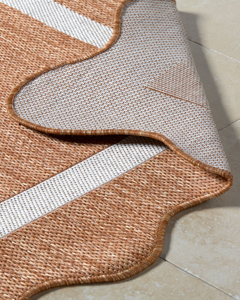 Miami Beach Cream/Rust Machine Woven Rug MBH-2327 - fold