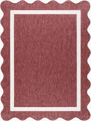 Miami Beach Burgandy/Cream Machine Woven Rug - 2'4" x 3'9"