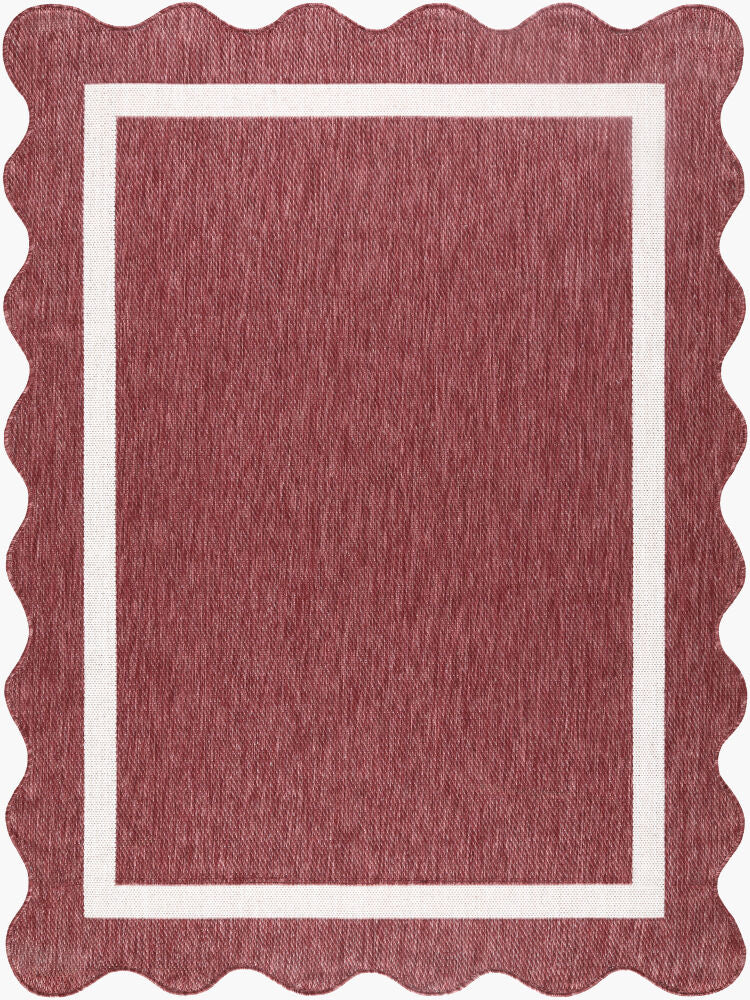 Miami Beach Burgandy/Cream Machine Woven Rug - 2'4" x 3'9"