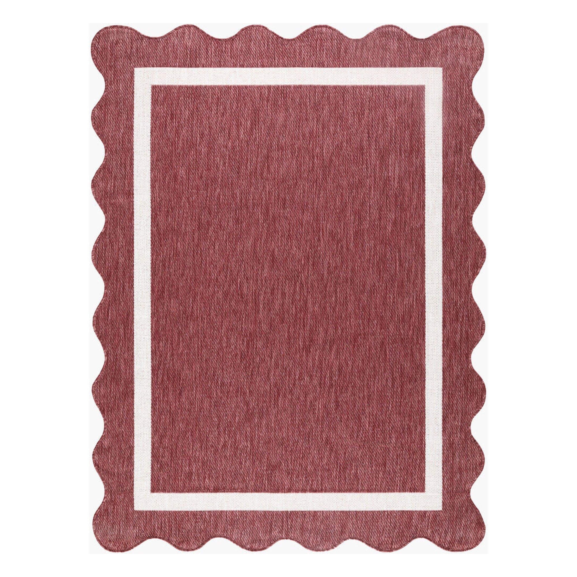 Miami Beach Burgandy/Cream Machine Woven Rug - 2'4" x 3'9"