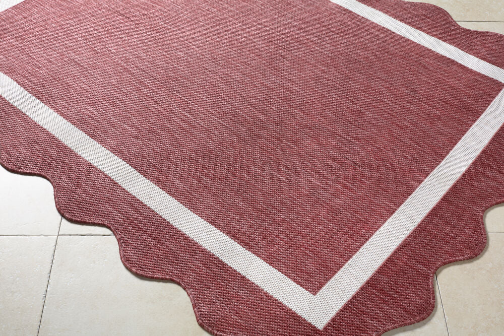 Miami Beach Burgandy/Cream Machine Woven Rug - corner