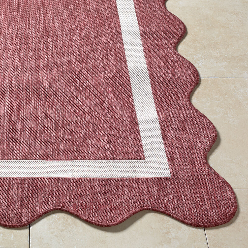 Miami Beach Burgandy/Cream Machine Woven Rug - front