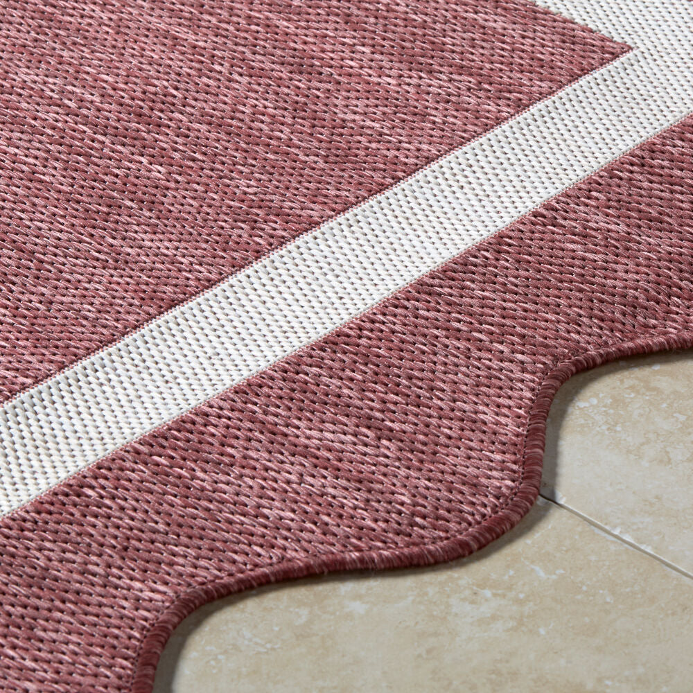 Miami Beach Burgandy/Cream Machine Woven Rug - texture